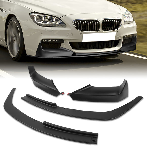 For 2012-2018 BMW 6-Series F06 F12 F13 M-Sport Front Bumper Splitter Spoiler Lip 4PCS -Unpainted Matte Black