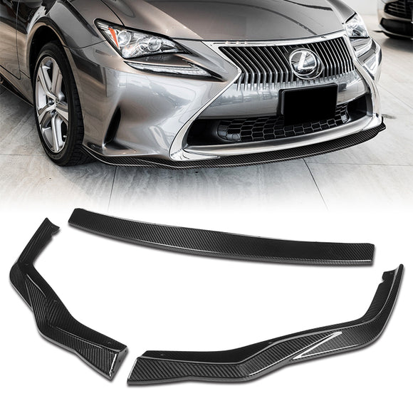 For 2015-2018 Lexus RC300 RC350 AG-Style 3-PCS Carbon Fiber Front Bumper Spoiler Lip