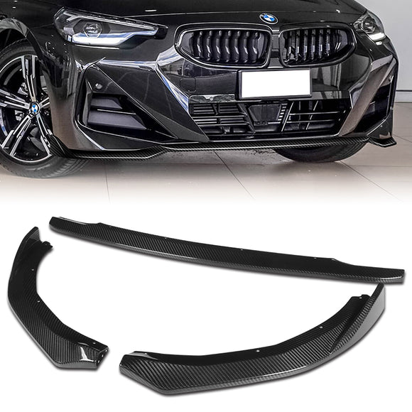 For 2022-2024 BMW 2-Series Coupe G42 M-Sport Carbon Fiber Front Bumper Body Splitter Spoiler Lip 3PCS