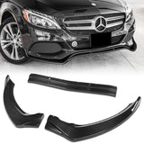 For 2015-2018 Mercedes C-Class W205 Base Carbon Fiber Front Bumper Body Splitter Spoiler Lip 3PCS