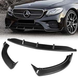 For 2017-2020 Mercedes E-Class Sport W213 Carbon Fiber Front Bumper Body Splitter Spoiler Lip 3PCS