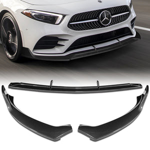 For 2019-2023 Mercedes-Benz A-Class AMG W177 Carbon Look Front Bumper Body Splitter Spoiler Lip 3PCS