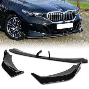 WP-Style Front Bumper Splitter Spoiler Lip 3PCS For 2024-2025 BMW 5-Series G60 G61 M-Sport -Painted Black