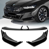 WP-Style Front Bumper Splitter Spoiler Lip 3PCS For 2024-2025 BMW 5-Series G60 G61 M-Sport -Painted Black