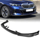 WP-Style Front Bumper Splitter Spoiler Lip 3PCS For 2024-2025 BMW 5-Series G60 G61 M-Sport -Carbon Fiber Look