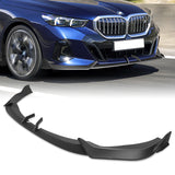 WP-Style Front Bumper Splitter Spoiler Lip 3PCS For 2024-2025 BMW 5-Series G60 G61 M-Sport -Unpainted Matte Black