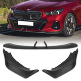 WP-Style Front Bumper Splitter Spoiler Lip 3PCS For 2024-2025 BMW 5-Series G60 G61 M-Sport -Unpainted Matte Black