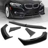 For 2014-2021 BMW 2-Series F22 F23 Base Front Bumper Splitter Spoiler Lip 5PCS -Painted Black