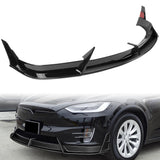 For 2016 - 2021 Tesla Model X Front Bumper Splitter Spoiler Lip 5PCS -Painted Black