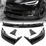 For 2016 - 2021 Tesla Model X Front Bumper Splitter Spoiler Lip 5PCS -Painted Black