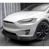 For 2016 - 2021 Tesla Model X Front Bumper Splitter Spoiler Lip 5PCS -Carbon Fiber Look