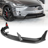 For 2016 - 2021 Tesla Model X Front Bumper Splitter Spoiler Lip 5PCS -Carbon Fiber Look