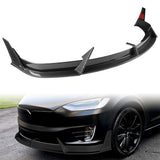 For 2016 - 2021 Tesla Model X Front Bumper Splitter Spoiler Lip 5PCS -Carbon Fiber Look