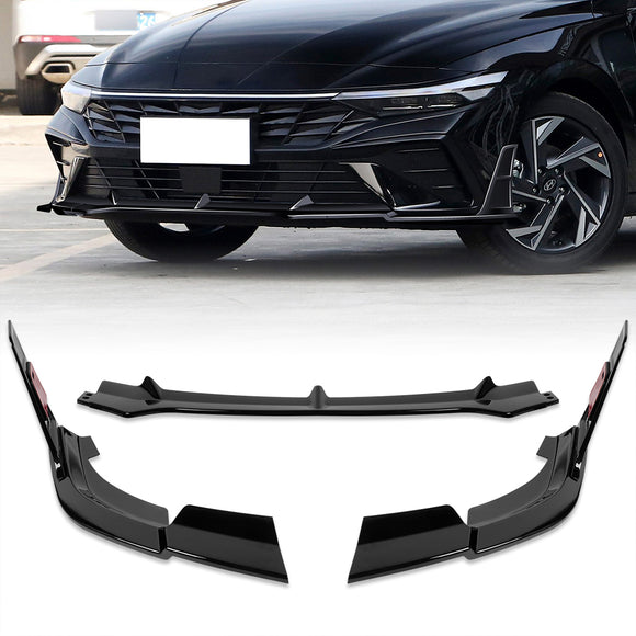 For 2024-2025 Hyundai Elantra Base Front Bumper Splitter Spoiler Lip 5PCS -Painted Black