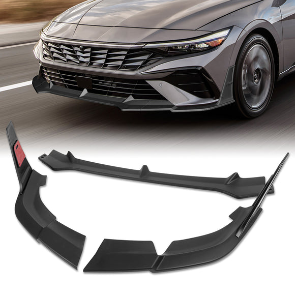 For 2024-2025 Hyundai Elantra Base Front Bumper Splitter Spoiler Lip 5PCS -Unpainted Matte Black