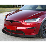 For 2022 - 2025 Tesla Model X Front Bumper Splitter Spoiler Lip 5PCS -Carbon Fiber Look