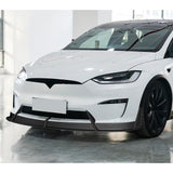 For 2022 - 2025 Tesla Model X Front Bumper Splitter Spoiler Lip 5PCS -Carbon Fiber Look