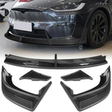 For 2022 - 2025 Tesla Model X Front Bumper Splitter Spoiler Lip 5PCS -Carbon Fiber Look