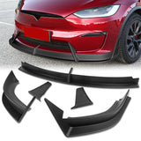 For 2022 - 2025 Tesla Model X Front Bumper Splitter Spoiler Lip 5PCS -Unpainted Matte Black