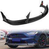 For 2022 - 2025 Tesla Model X Front Bumper Splitter Spoiler Lip 5PCS -Unpainted Matte Black