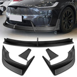 For 2022 - 2025 Tesla Model X Front Bumper Splitter Spoiler Lip 5PCS -Unpainted Matte Black