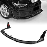 For 2019 - 2024 Audi A7 S7 S-Line Front Bumper Splitter Spoiler Lip 5PCS -Painted Black