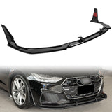 For 2019 - 2024 Audi A7 S7 S-Line Front Bumper Splitter Spoiler Lip 5PCS -Painted Black