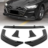 For 2019 - 2024 Audi A7 S7 S-Line Front Bumper Splitter Spoiler Lip 5PCS -Painted Black