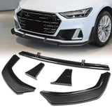 For 2019 - 2024 Audi A7 S7 S-Line Front Bumper Splitter Spoiler Lip 5PCS -Carbon Fiber Look Painted