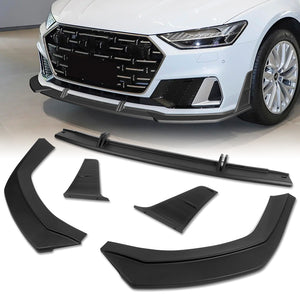 For 2019 - 2024 Audi A7 S7 S-Line Front Bumper Splitter Spoiler Lip 5PCS -Unpainted Matte Black