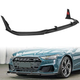 For 2019 - 2024 Audi A7 S7 S-Line Front Bumper Splitter Spoiler Lip 5PCS -Unpainted Matte Black