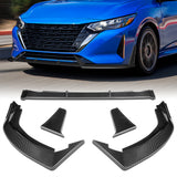 For 2024 - 2025 Nissan Sentra Front Bumper Splitter Spoiler Lip 5PCS -Carbon Fiber Look Painted