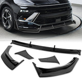 For 2024 - 2025 Hyundai Sonata Base Front Bumper STP-Style Splitter Spoiler Lip 5PCS -Painted Black