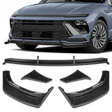 For 2024 - 2025 Hyundai Sonata Base Front Bumper STP-Style Splitter Spoiler Lip 5PCS -Carbon Fiber Look