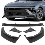 For 2024 - 2025 Hyundai Sonata Base Front Bumper STP-Style Splitter Spoiler Lip 5PCS -Unpainted Matte Black