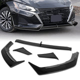 For 2023 - 2025 Nissan Altima Front Lower Bumper Splitter Spoiler Lip 5PCS -Painted Black