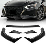 For 2023 - 2025 Nissan Altima Front Lower Bumper Splitter Spoiler Lip 5PCS -Painted Black