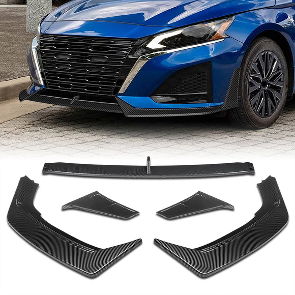 For 2023 - 2025 Nissan Altima Front Lower Bumper Splitter Spoiler Lip 5PCS -Carbon Fiber Look