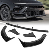 For 2024 - 2025 Hyundai Sonata N-Line Front Bumper Splitter Spoiler Lip 5PCS -Painted Black