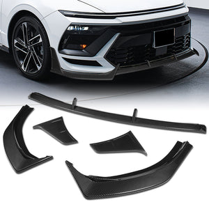 For 2024 - 2025 Hyundai Sonata N-Line Front Bumper Splitter Spoiler Lip 5PCS -Carbon Fiber Look