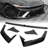 For 2024 - 2025 Hyundai Elantra N-Line Front Bumper Splitter Spoiler Lip 5PCS -Painted Black