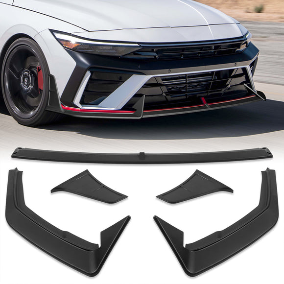 For 2024 - 2025 Hyundai Elantra N-Line Front Bumper Splitter Spoiler Lip 5PCS -Unpainted Matte Black