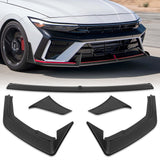 For 2024 - 2025 Hyundai Elantra N-Line Front Bumper Splitter Spoiler Lip 5PCS -Unpainted Matte Black