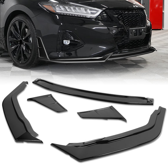 STP-Style For 2019 - 2024 Nissan Maxima Front Bumper Splitter Spoiler Lip 5PCS -Painted Black