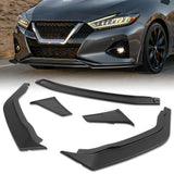 STP-Style For 2019 - 2024 Nissan Maxima Front Bumper Splitter Spoiler Lip 5PCS -Unpainted Matte Black