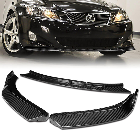 For 2006-2008 Lexus IS250 IS350 STP-Style Real Carbon Fiber Front Bumper Spoiler Lip 3PCS