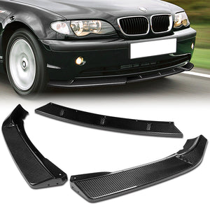 For 2002-2005 BMW 3-Series E46 Sedan Real Carbon Fiber Front Bumper Body Splitter Spoiler Lip 3PCS