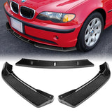 For 2002-2005 BMW 3-Series E46 Sedan Real Carbon Fiber Front Bumper Body Splitter Spoiler Lip 3PCS