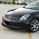 For 2003-2007 Infiniti G35 Coupe GT-Style Carbon Fiber Front Bumper Body Splitter Spoiler Lip 3PCS