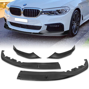 For 2017-2020 BMW 5-Series G30 M-Sport Matte Black Front Bumper Splitter Spoiler Lip 3PCS